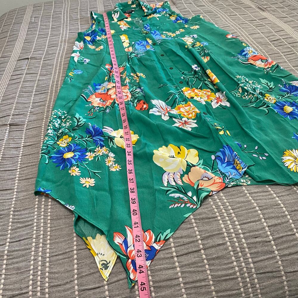 Anthropologie Maeve Rory Shirtdress Green Floral Size 6 Missing Tie Vacation - Picture 3 of 11